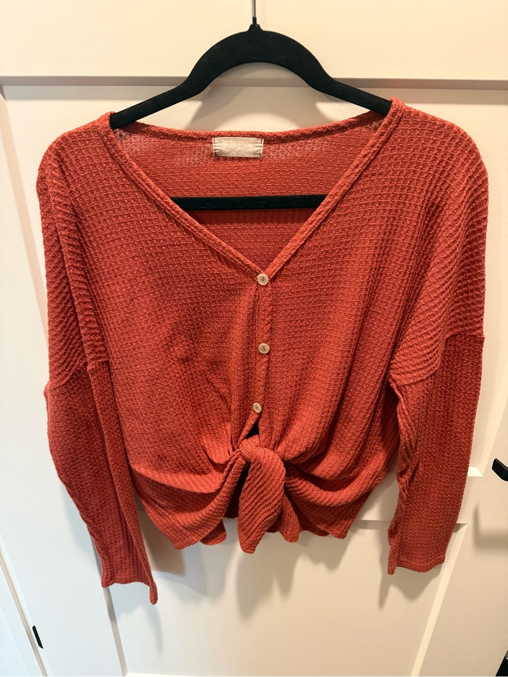 Altar’d State Waffle Knit Tie Front Cardigan Top Women’s Size L